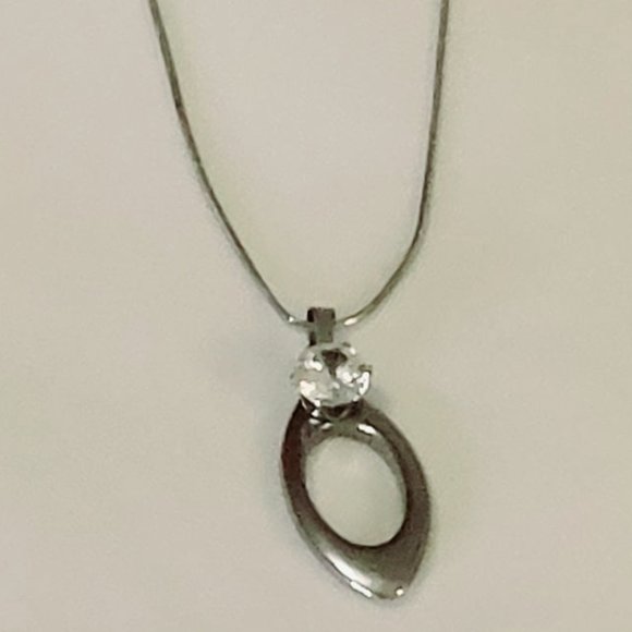 Marquise shape Necklace  with Crystal  Oval Pendant.Gift with a $75 + purchase) - Picture 1 of 3